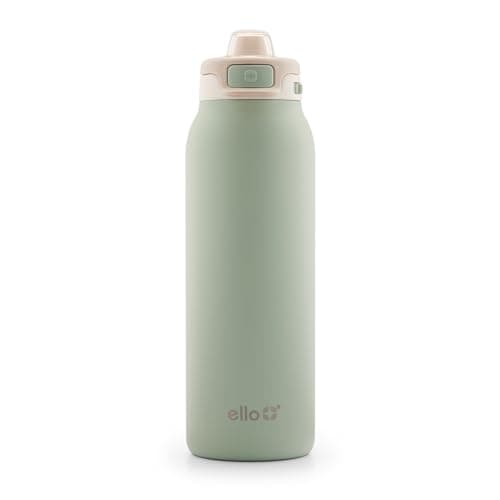 Ello Pop & Fill 32oz Stainless Water Bottle, Sip or Chug, Pistachio