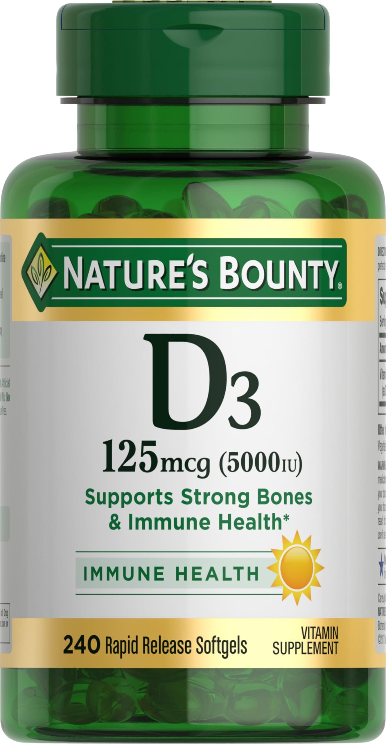 Nature's Bounty Vitamin D3 5000 IU Softgels, 240 Count