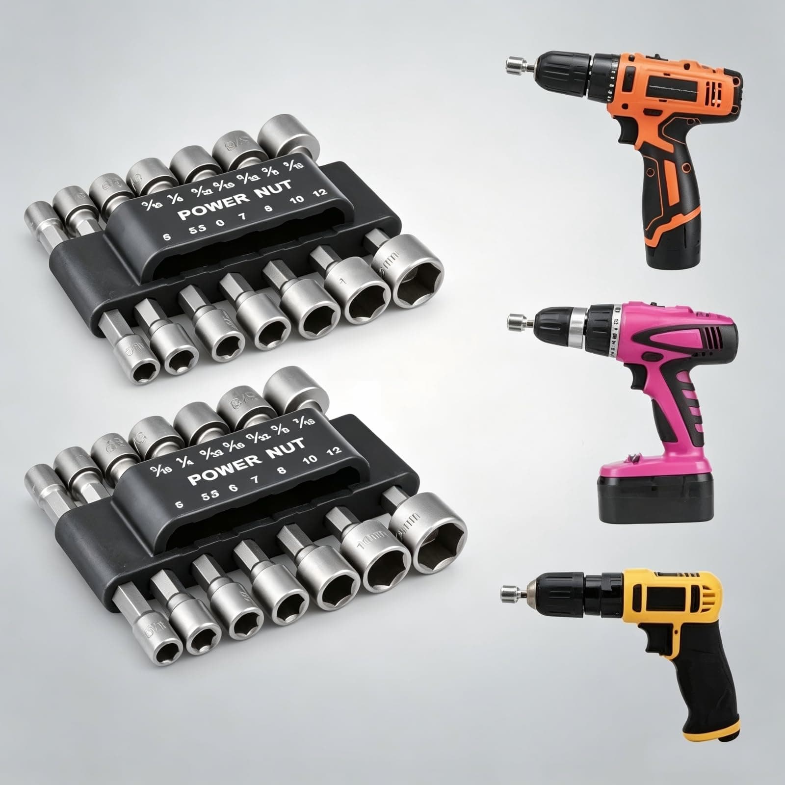14 Piece Magnetic Nut Driver Set, 1/4 Hex Shank Impact Socket Drill Bit Set